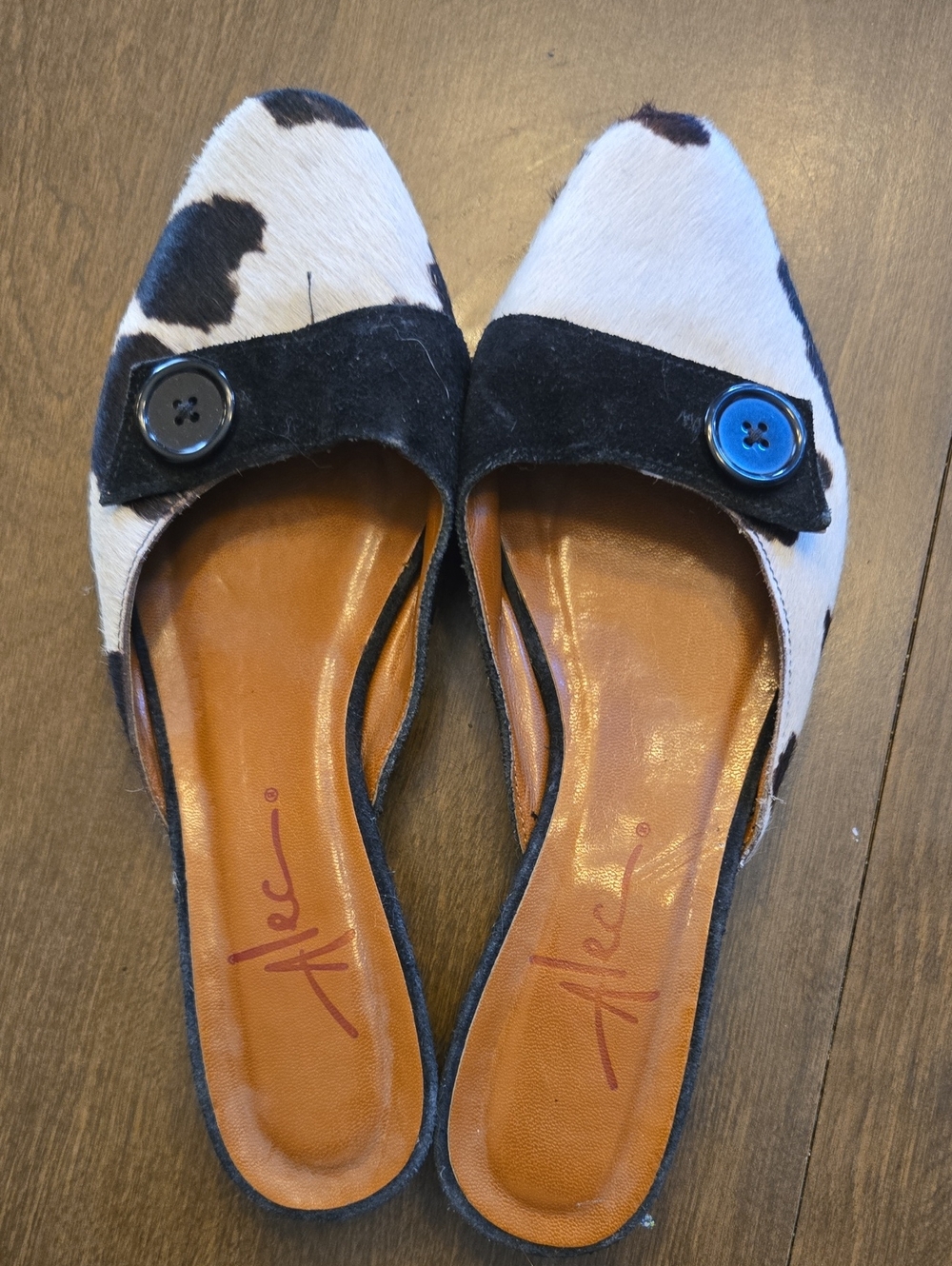 Alec Black & White Cowhide Slip-On Flats
